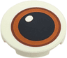 Tile, Round 2 x 2 with Bottom Stud Holder with Dark Orange Eye with Large Black Pupil and Reddish Brown Outline Pattern