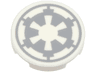Tile, Round 2 x 2 with Bottom Stud Holder with Light Bluish Gray SW Imperial Logo Pattern