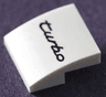 Slope, Curved 2 x 2 x 2/3 with Black 'turbo' Pattern