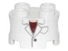 Brick, Round 2 x 2 with Pin Holes with Lab Coat Jacket with Lapels, Pocket, and Button, Dark Red Shirt, Light Nougat Neck Pattern (Super Mario Professor E. Gadd Torso)