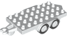 Duplo Trailer Flatbed 4 x 8 Studs with Hitch Ends, Four Black Wheels and White Hubs