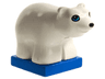 Duplo Bear Baby Cub on Blue Base with Black and Sky Blue Eyes Round, Black Oval Nose Pattern