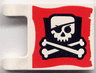 Flag 2 x 2 Square with Flat Edge with Skull and Crossbones with Eye Patch on Red Background Pattern