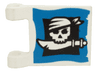 Flag 2 x 2 Square with Skull with Bandana and Cutlass on Black and Blue Background Pattern on Both Sides