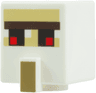 Minifigure, Head, Modified Cube Tall with Raised Rectangle with Pixelated Dark Brown Unibrow, Red and Black Eyes, and Dark Tan Nose Pattern (Minecraft Iron Golem)