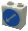 Electric, Light 1 1/8 x 2 x 1 2/3 Cabinet with Lamp Holes (Sign Back) with Milky White Electric, Light 2 x 2 Clip-On Plate with Blue Circle and White Arrow Pattern (2383 / 2384pb06)