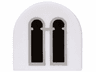 Tile, Round 1 x 1 Half Circle Extended with 2 Black and Light Bluish Gray Castle Windows Pattern