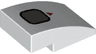 Slope, Curved 3 x 2 with Red Triangle and Dark Bluish Gray Rounded Square with Black Border Pattern