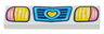 Tile 1 x 4 with Medium Azure Vehicle Grille with Heart, Coral and Yellow Headlights Pattern