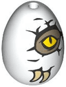 Egg with Small Pin Hole with Dark Tan and Yellow Dinosaur Eye, Tan Claws and Black Cracks Pattern