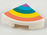 Tile, Round 1 x 1 Quarter with Coral, Yellow, Dark Turquoise, Medium Azure, and Medium Lavender Rainbow Pattern