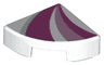 Tile, Round 1 x 1 Quarter with Bright Pink, Dark Pink, and Light Aqua Curved Stripes Pattern