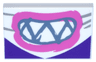 Tile 2 x 3 with Drawing of Mouth with Sharp Teeth and Dark Pink Lips on Bandana, Dark Purple Corners Pattern (Super Mario Nabbit Lower Face)