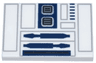 Tile 2 x 3 with Light Bluish Gray Rectangles, Dark Blue and Dark Bluish Gray Panels and Slots Pattern (BrickHeadz R2-D2 Torso)