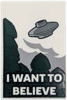 Tile 2 x 3 with Light Bluish Gray and Dark Bluish Gray UFO, Dark Green Trees and 'I WANT TO BELIEVE' Pattern