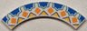 Tile, Round Corner 4 x 4 Macaroni with Blue Half Stars with Dark Turquoise Outlines, Orange Squares and Bright Light Orange Triangles Pattern