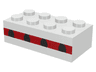 Brick 2 x 4 with Plane Windows 4 in Thin Red Stripe Pattern