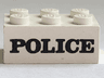 Brick 2 x 3 with Black 'POLICE' Serif Bold Pattern (Embossed)