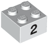 Brick 2 x 2 with Black Number 2 Pattern
