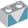 Brick 1 x 2 with Medium Azure Trapezoids Pattern