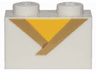Brick 1 x 2 with Gold Trim and Yellow Triangle Pattern