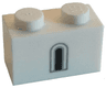 Brick 1 x 2 with Black and Light Bluish Gray Castle Window Pattern