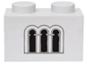 Brick 1 x 2 with 3 Black and Light Bluish Gray Castle Windows Pattern