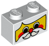 Brick 1 x 2 with Yellow Santa Face with Black Eyes, White Moustache and Red Cheeks and Nose Pattern