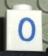 Brick 1 x 1 with Blue Number 0 Pattern