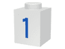 Brick 1 x 1 with Blue Number 1 Pattern
