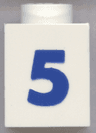 Brick 1 x 1 with Blue Number 5 Pattern (Bold Font)