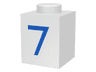 Brick 1 x 1 with Blue Number 7 Pattern
