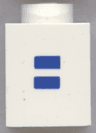 Brick 1 x 1 with Blue Equal Sign (=) Pattern (Bold Font)