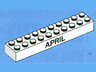 Brick 2 x 10 with Black 'MARCH' and 'APRIL' Pattern on Opposite Sides