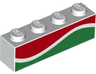 Brick 1 x 4 with Red and Green Waves (Octan Fuel) Pattern