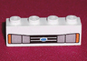 Brick 1 x 4 with Silver Car Headlights, Orange Signal Lights, Black Grille with Blue Oval Pattern