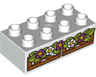 Duplo, Brick 2 x 4 with Flowers and Leaves on Wooden Fence Pattern