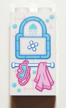 Brick 2 x 2 x 3 with Shower Fixture, Scuba Mask and Towel Pattern