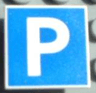 Road Sign 2 x 2 Square with Clip with Parking Capital Letter P on Blue Background Pattern