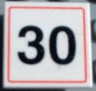 Road Sign 2 x 2 Square with Clip with Black '30' Pattern