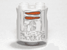 Brick, Round 2 x 2 x 2 Robot Body with Bottom Axle Holder (x Shape / + Orientation) with Faded Light Bluish Gray Lines and Orange Carrots Pattern (Snowman SW R2-D2)