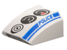 Slope, Curved 2 x 2 Lip with Black Gauges and Blue 'POLICE' and Stripes Pattern