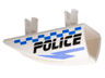 Vehicle, Fairing 1 x 4 Side Flaring Intake with 2 Pins with Black 'POLICE', Blue Lightning Bolt, and Checkered Pattern Model Left Side