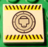 Tile 2 x 2 with Black and Yellow Danger Stripes and Round Hatch Pattern