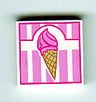 Tile 2 x 2 with Ice Cream Cone on Pink and White Pattern