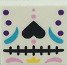 Tile 2 x 2 with Black Heart and Line with Stitches, Yellow Flower, Medium Azure Curved Shapes and Bright Pink and Dark Purple Dots Pattern (BrickHeadz La Catrina Face)