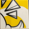 Tile 2 x 2 with Bird Tail, Triangles and Yellow Wavy Stripes Pattern