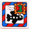 Tile 2 x 2 with Fabuland Mail Envelope, Airplane and '3' Stamp Pattern