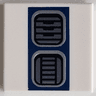 Tile 2 x 2 with Dark Silver SW R2-D2 Astromech Droid Vents on Dark Blue Rectangle Pattern