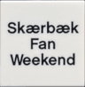 Tile 2 x 2 with Black 'Skærbæk Fan Weekend' Pattern